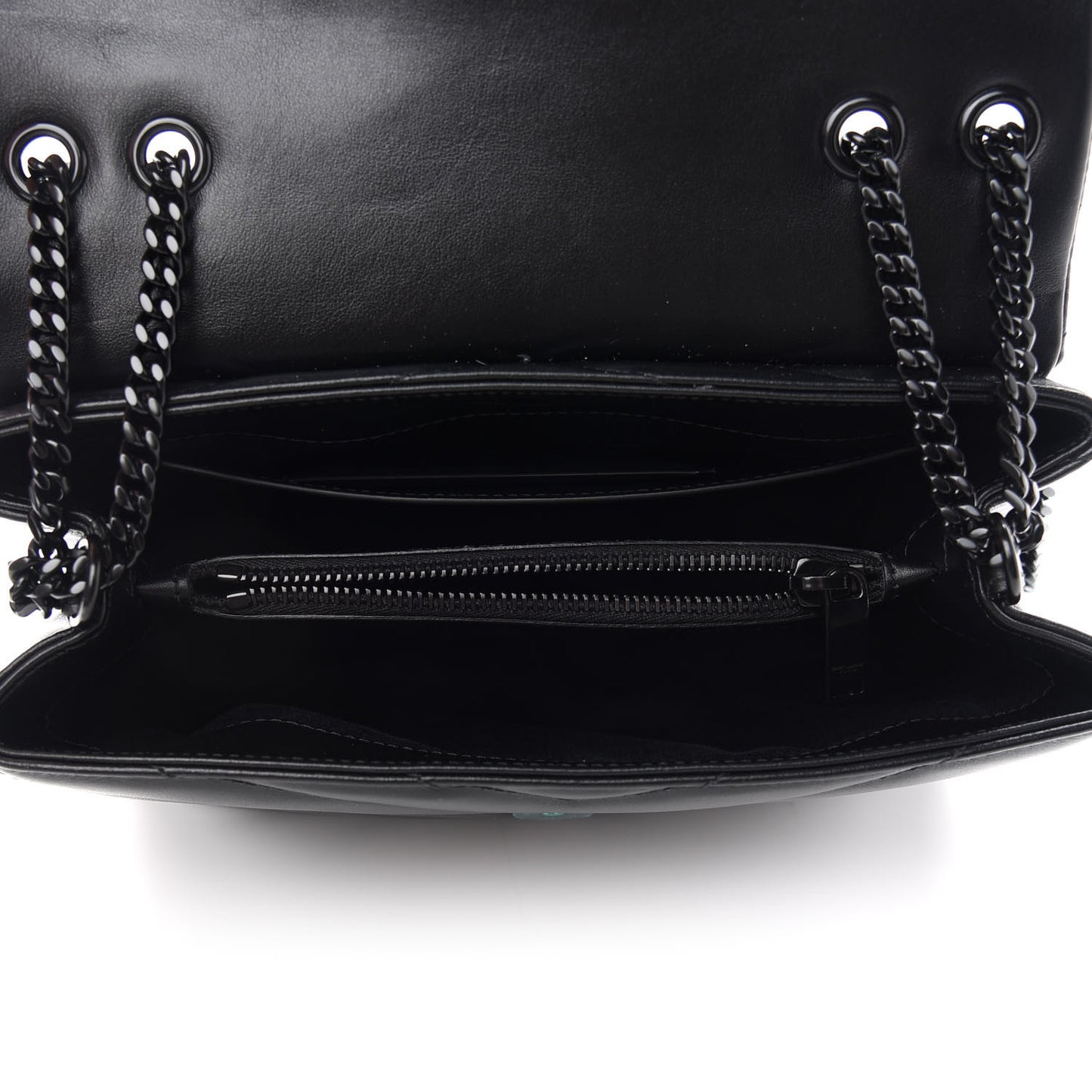 Calfskin Y Quilted Monogram Small Loulou Chain Satchel Black