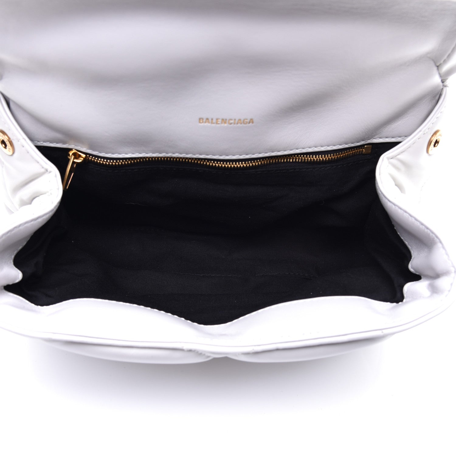 Balenciaga Nappa Calfskin Quilted Touch B Puffy Clutch White 5 of 9