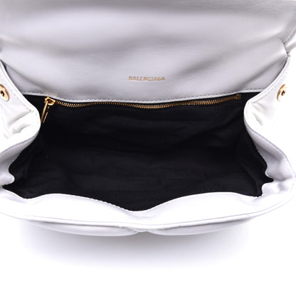Balenciaga Nappa Calfskin Quilted Touch B Puffy Clutch White 5 of 9