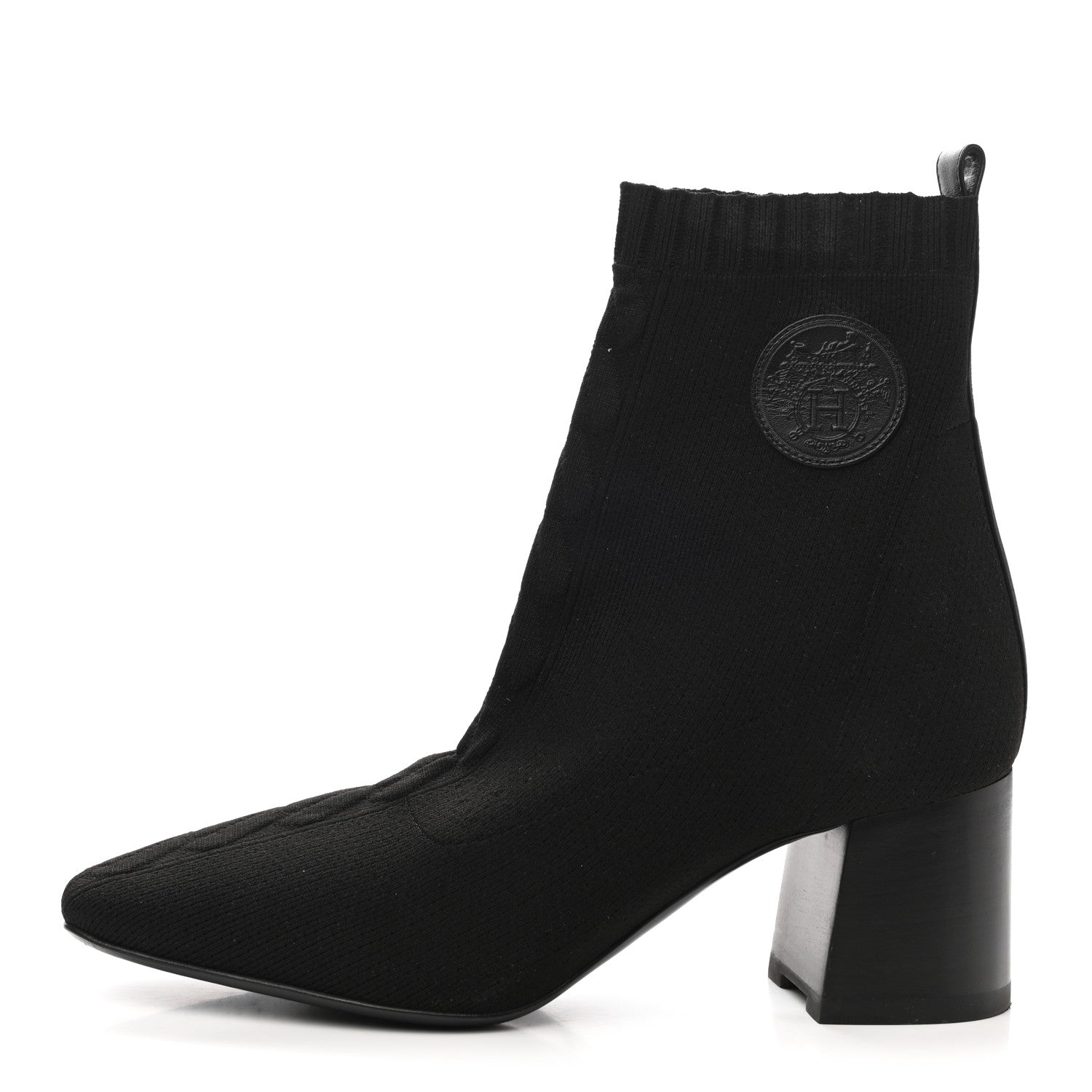 Hermes Knit Calfskin Volver Ankle Boots 40 Black 1 of 7