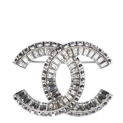 Chanel Baguette Crystal CC Brooch Silver 1 of 5