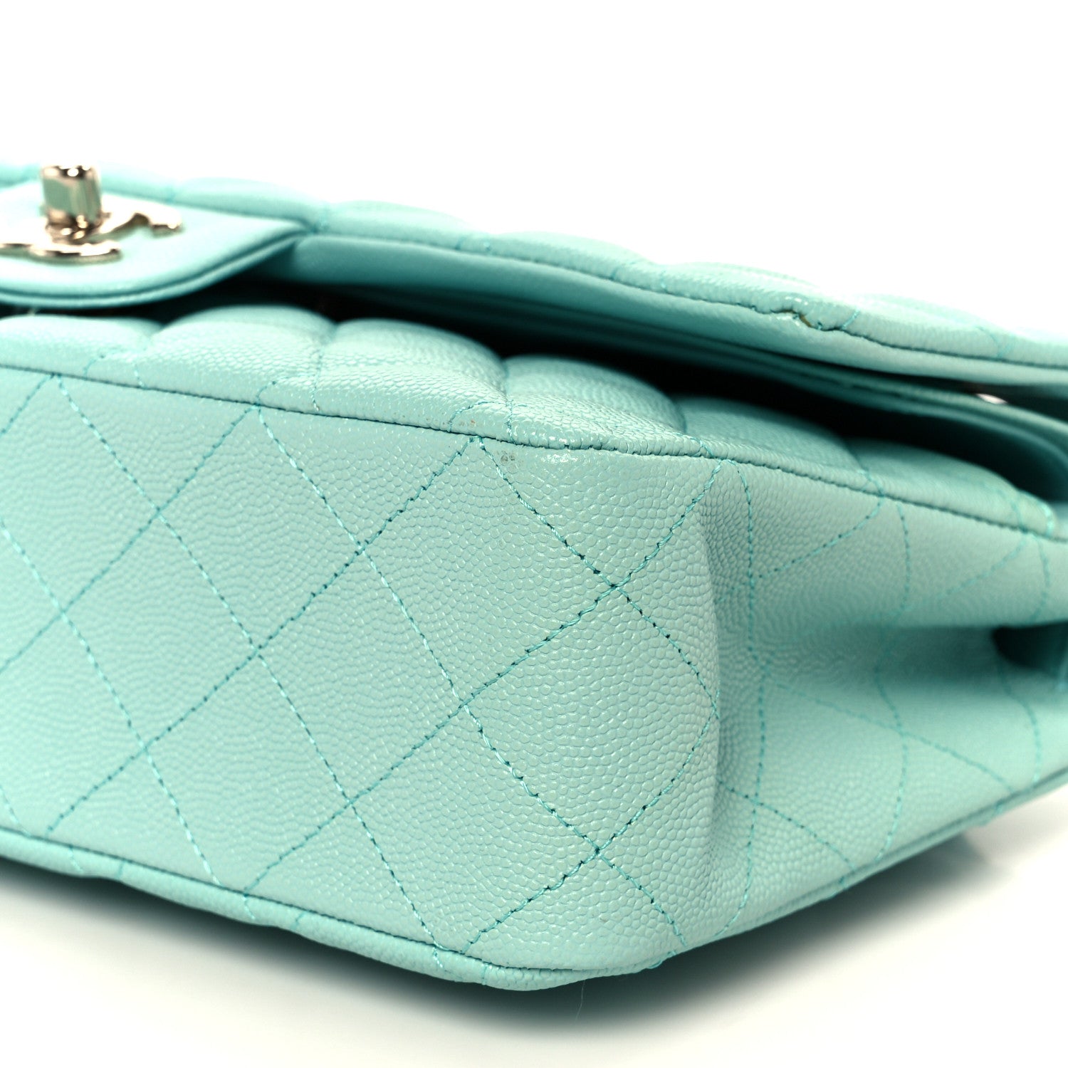Chanel Caviar Quilted Medium Double Flap Light Blue 11 of 11