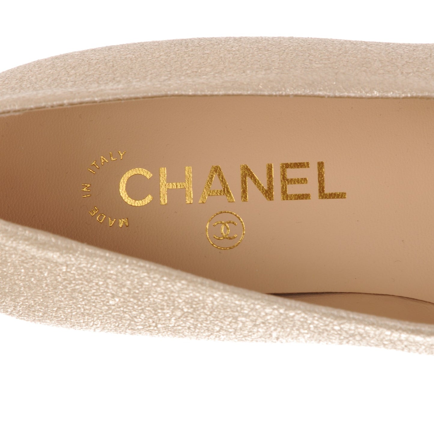Metallic Lambskin Cap Toe Ballerina Flats 38 Gold Black