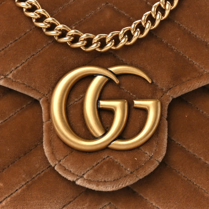 Gucci Velvet Matelasse GG Marmont Chain Wallet Taupe 8 of 11