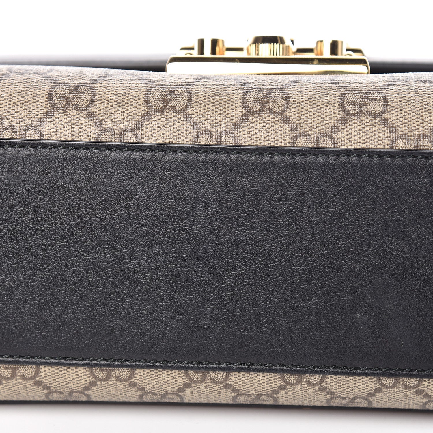 Gucci GG Supreme Monogram Calfskin Medium Padlock Shoulder Bag Beige Black Cuir 10 of 16