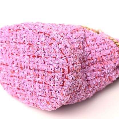 Chanel Tweed Enamel Quilted Pending CC Bucket Drawstring Bag Light Purple Pink Red 8 of 8