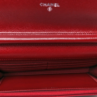 Chanel Caviar Quilted Wallet On Chain WOC Dark Red 5 of 11