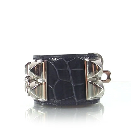 Hermes Collier de Chien CDC Bracelet Crocodile Navy 4 of 8