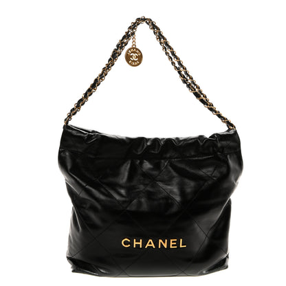 Chanel Shiny Calfskin Quilted Small Chanel 22 Black 1 of 12