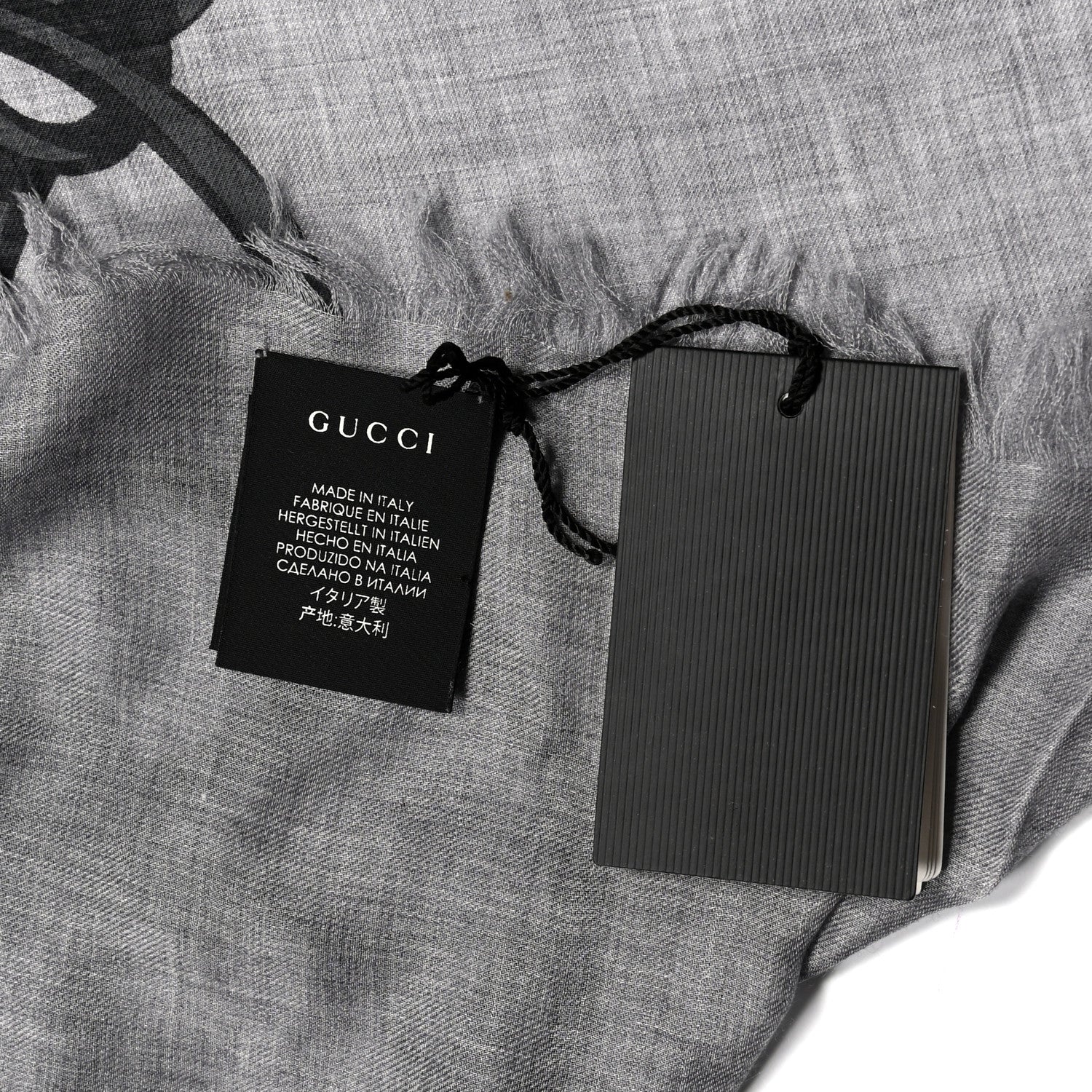 Gucci Modal Wool Hildash Square Shawl Zinc Medium Grey 2 of 4