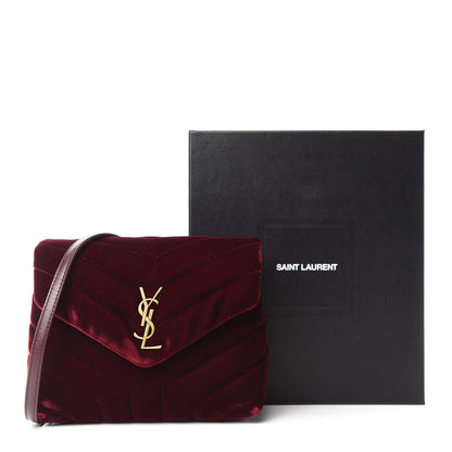 Saint Laurent Velvet Y Quilted Monogram Toy Loulou Crossbody Bag French Burgundy 12 of 12