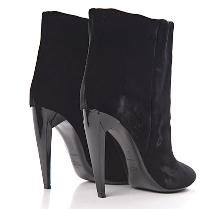 Saint Laurent Velvet Freja 105 Ankle Booties 37 Black 4 of 8