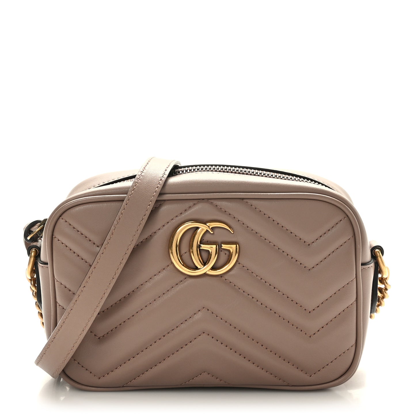 Calfskin Matelasse Mini GG Marmont Chain Shoulder Bag Porcelain Rose