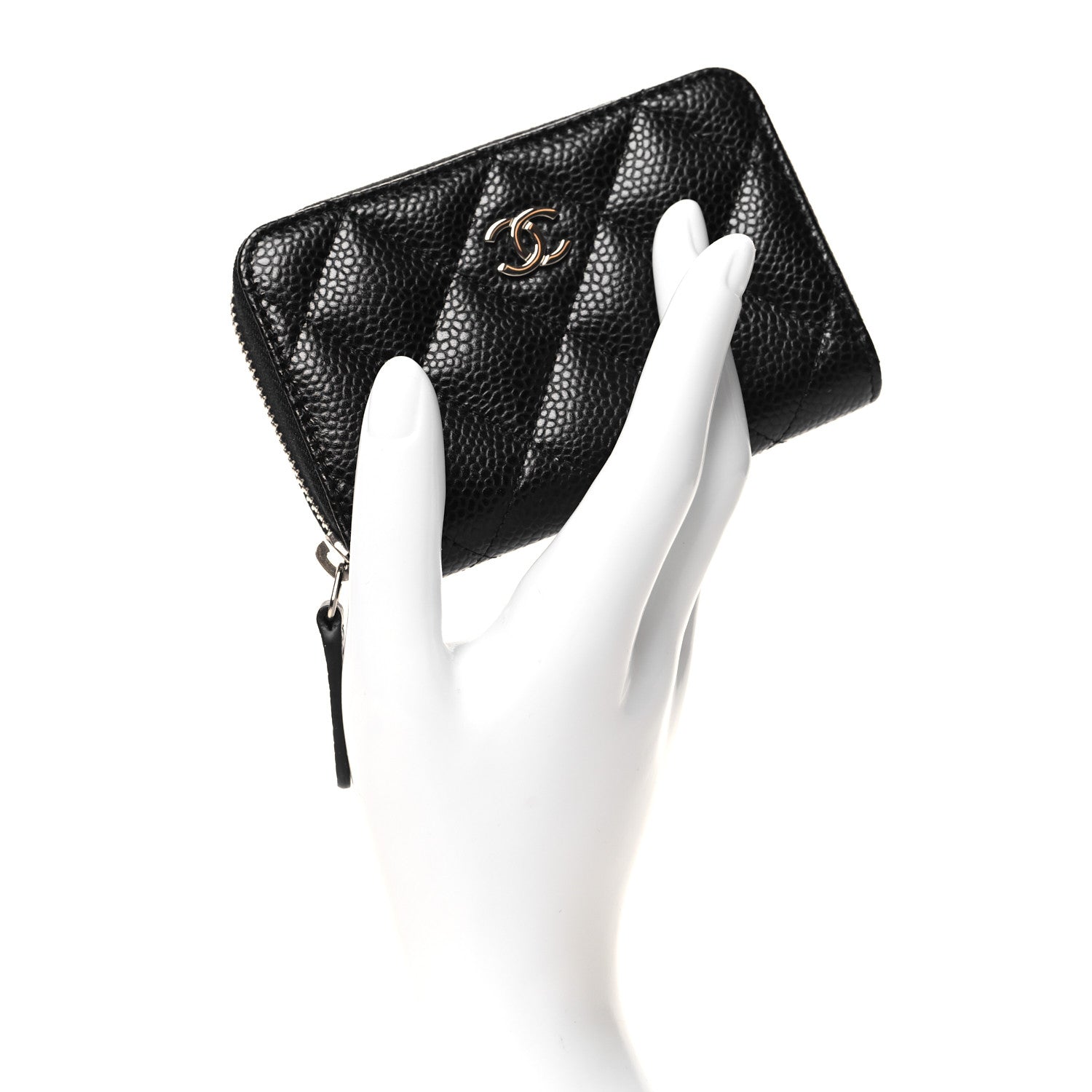 Chanel Caviar Quilted Zip Coin Purse Black 2 of 7