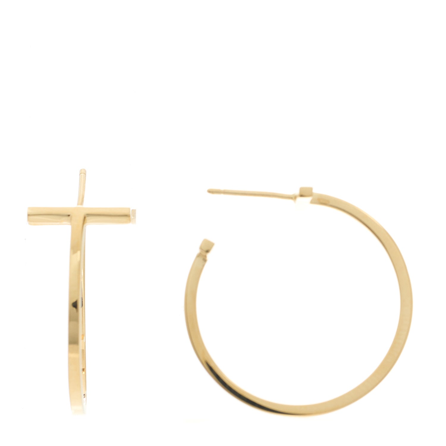Tiffany 18K Yellow Gold Medium T Wire Hoop Earrings 1 of 5