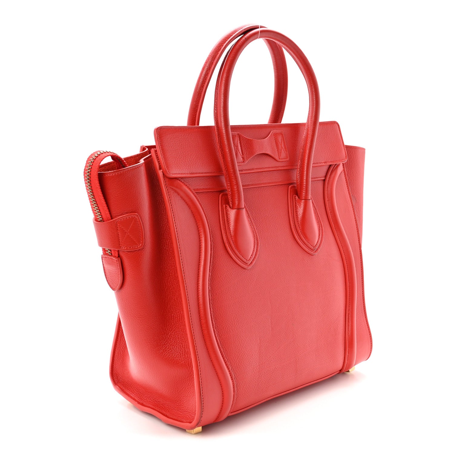 Celine Drummed Calfskin Micro Luggage Vermillion 3 of 9
