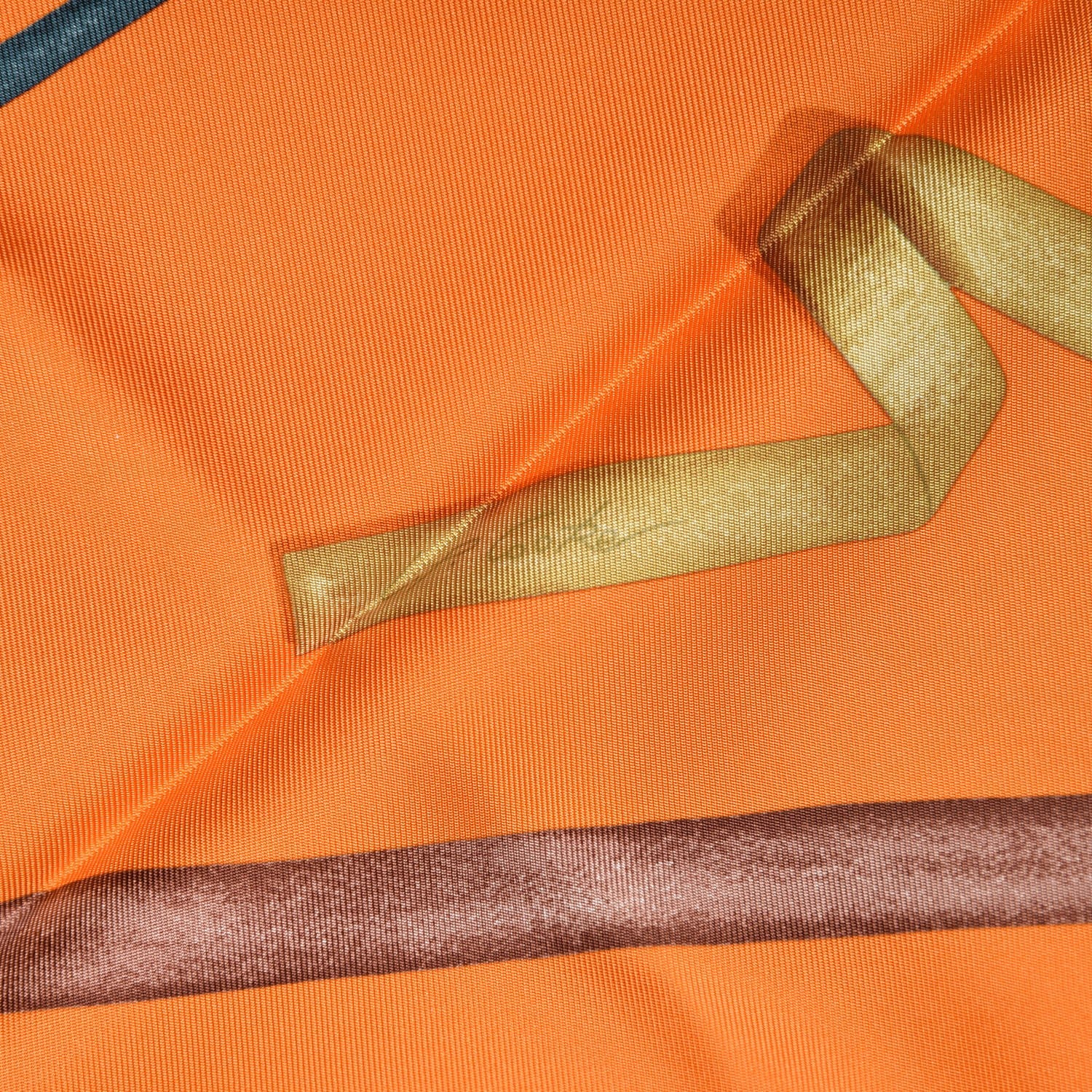 Hermes Silk Attrape Tes Reves Scarf 90 Orange Vif Cognac Taupe 5 of 6