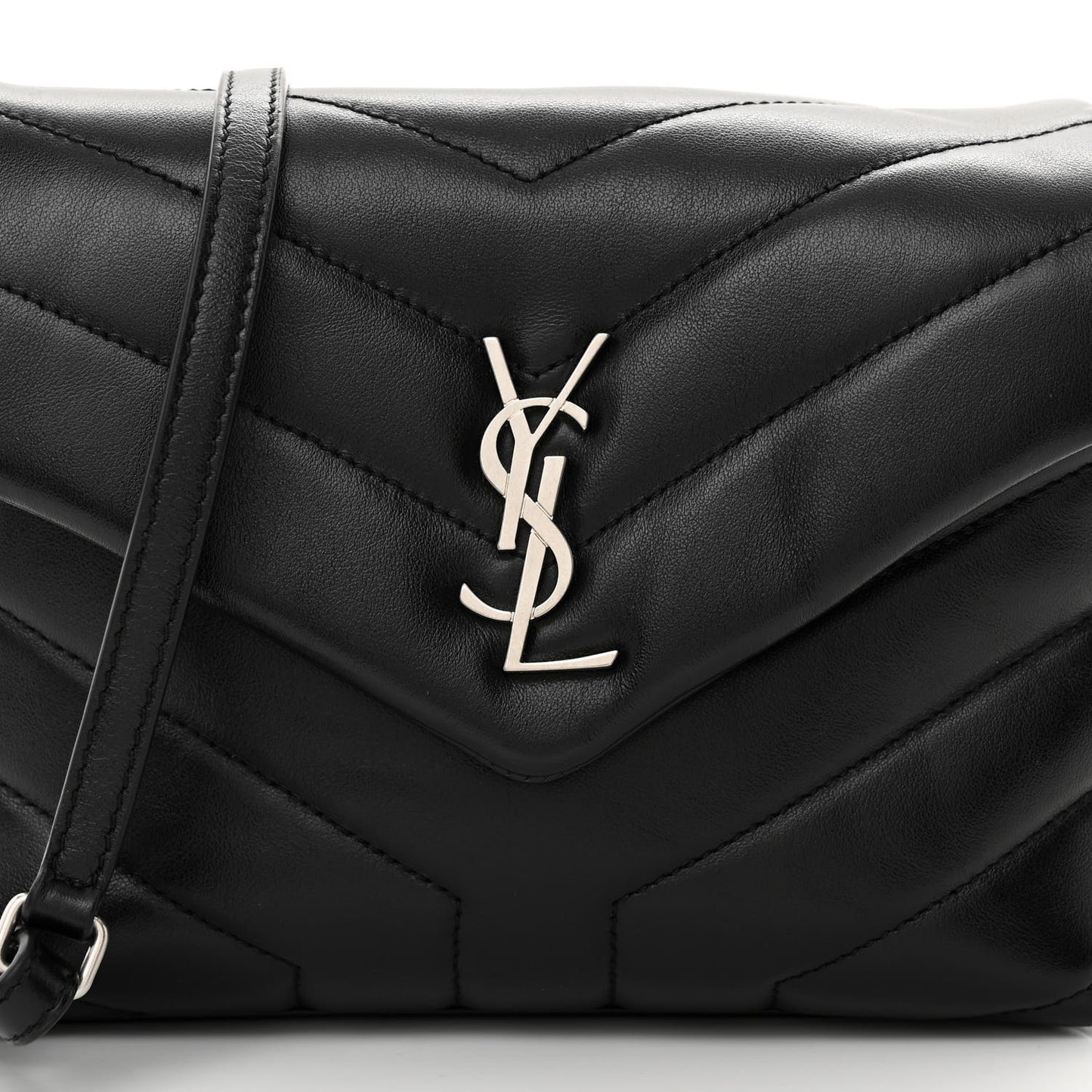 Calfskin Y Quilted Monogram Toy Loulou Crossbody Bag Black