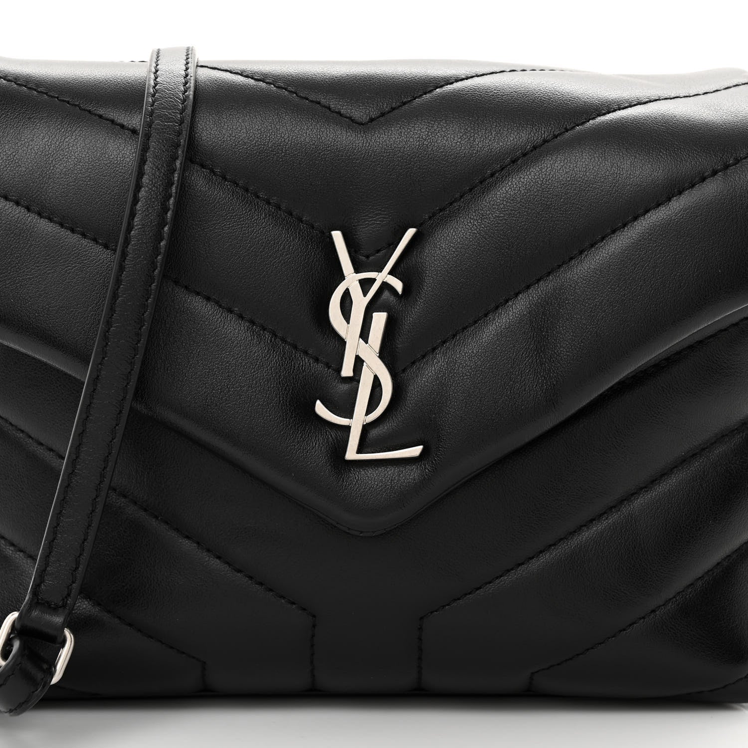 Saint Laurent Calfskin Y Quilted Monogram Toy Loulou Crossbody Bag Black 8 of 12