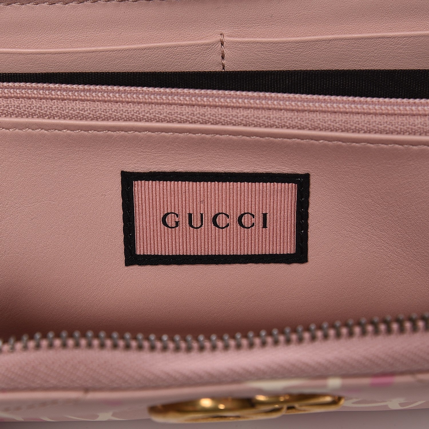 Gucci Calfskin Matelasse GucciGhost GG Marmont Zip Around Wallet Perfect Pink Rosa Ivory 6 of 8