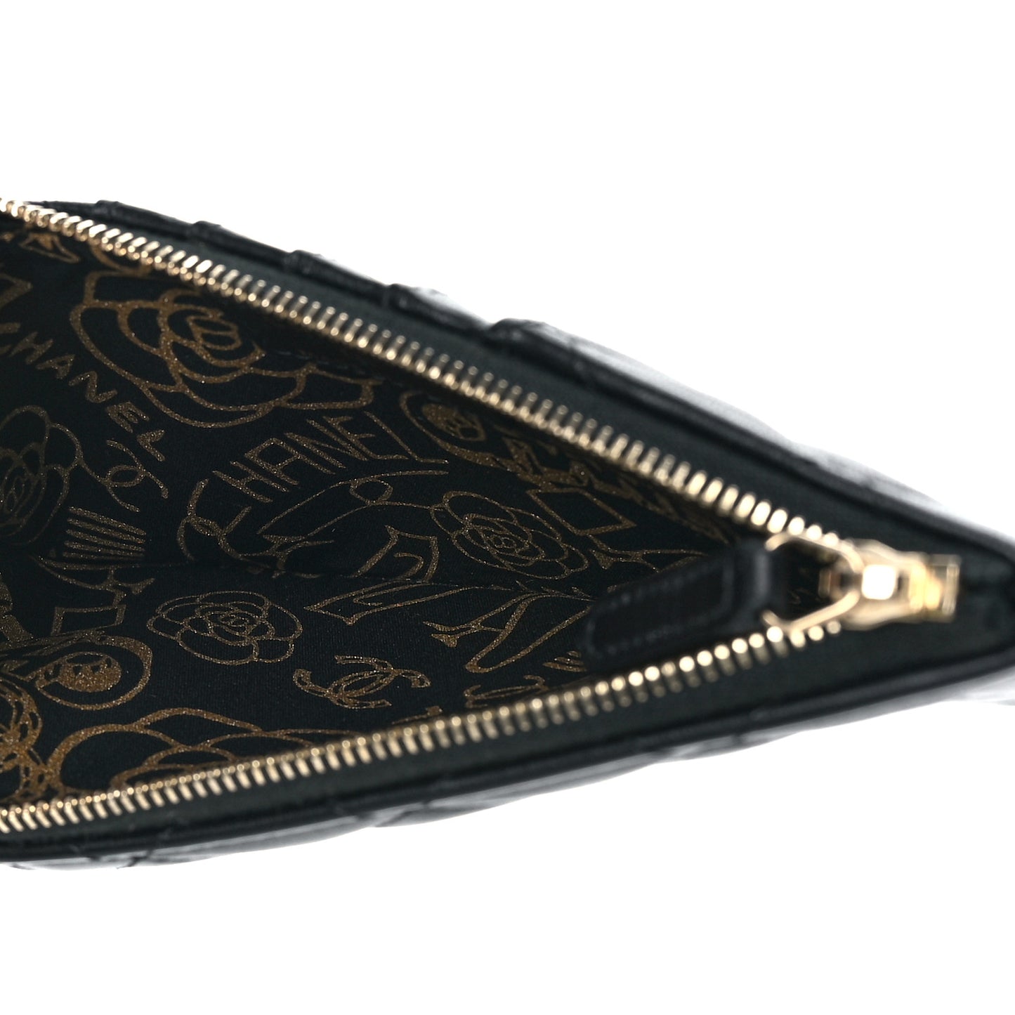 Lambskin Quilted Egyptian Amulet Classic Flat Wallet Pouch Black
