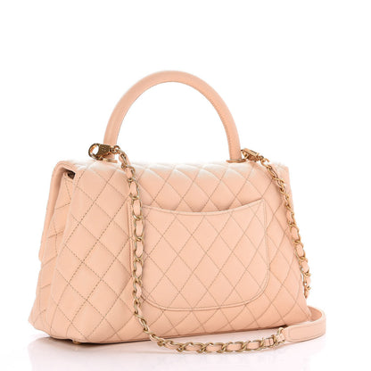 Chanel Caviar Quilted Small Coco Handle Flap Light Beige 3 of 7