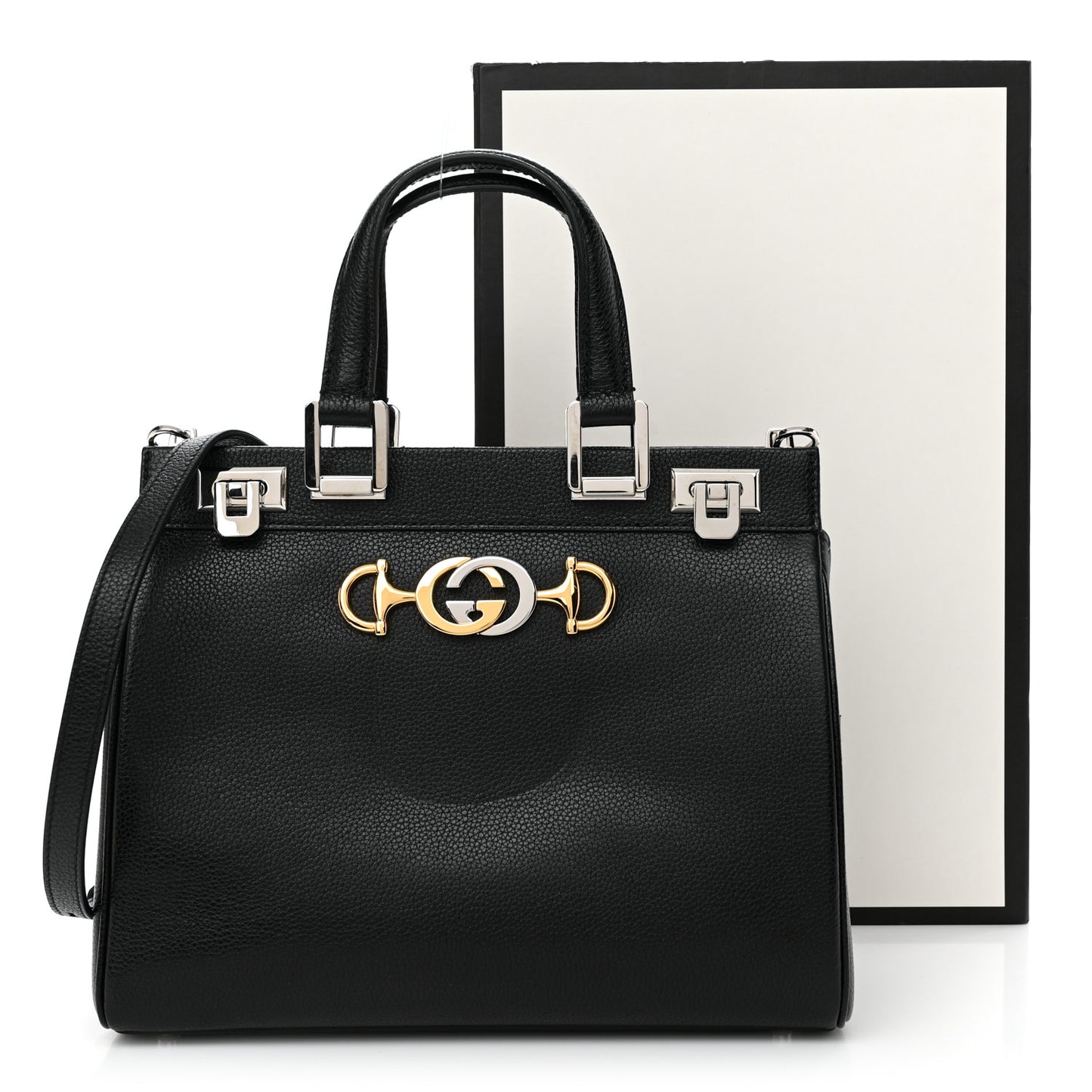 Grainy Calfskin Small Zumi Top Handle Bag Black