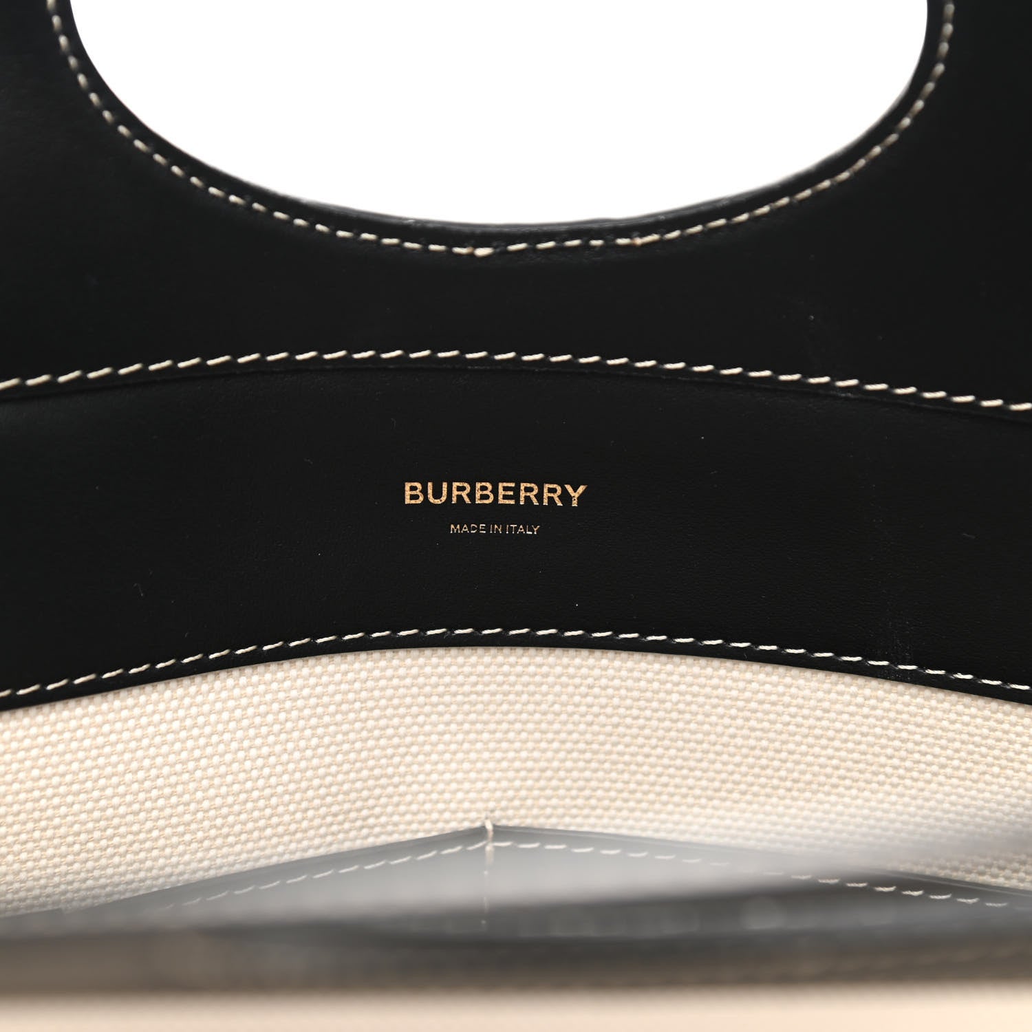 Burberry Canvas Smooth Calfskin Two Tone Medium Pocket Bag Natural Black 5 of 10