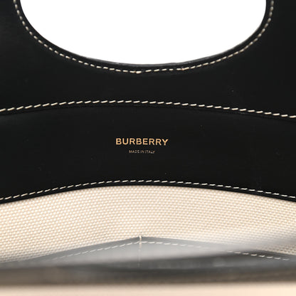 Burberry Canvas Smooth Calfskin Two Tone Medium Pocket Bag Natural Black 5 of 10