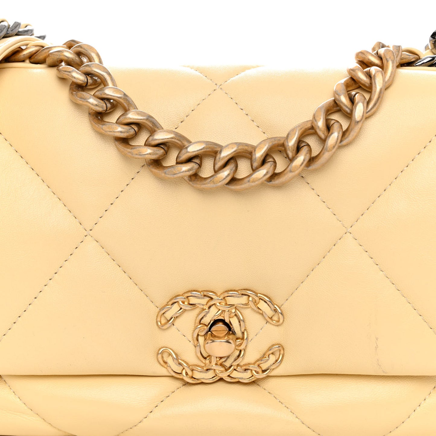 Lambskin Quilted Medium Chanel 19 Flap Yellow