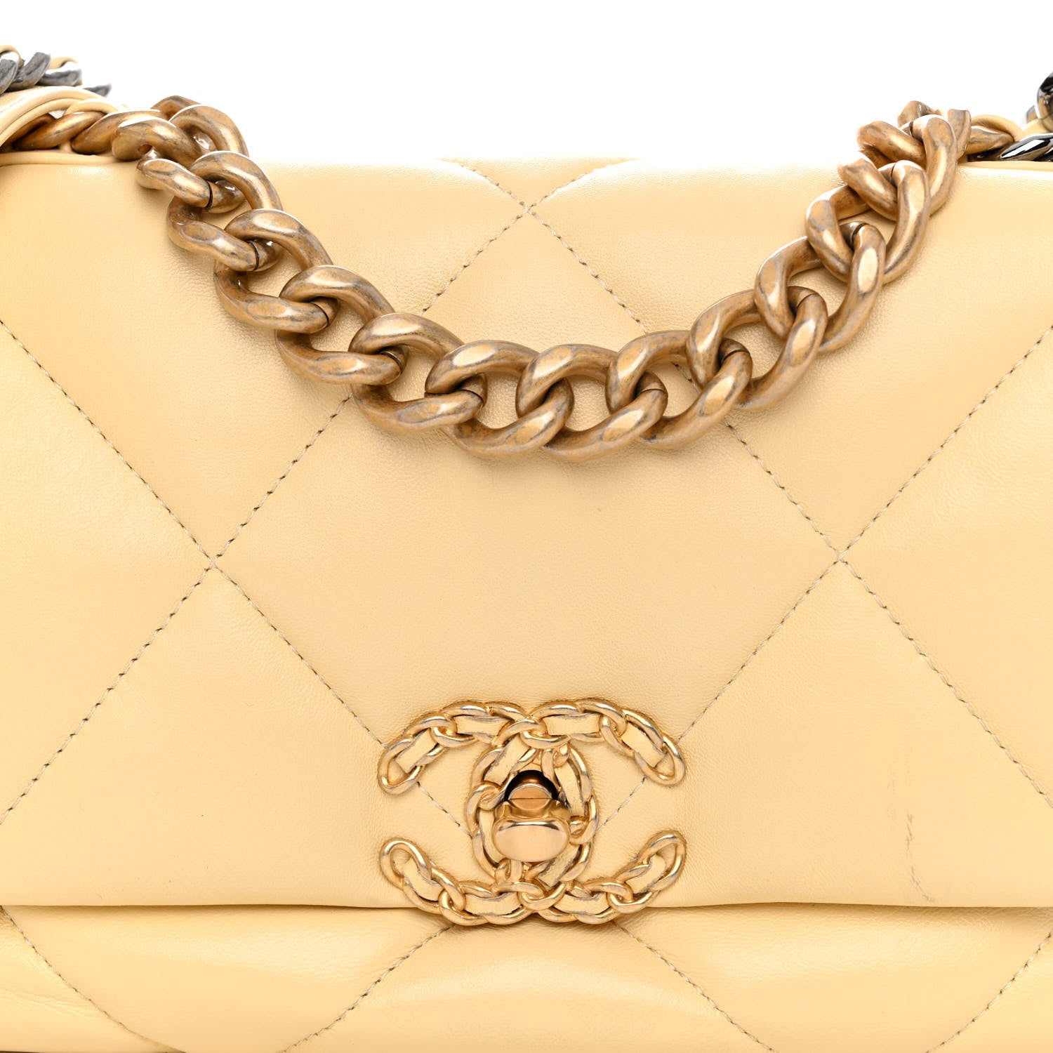 Chanel Lambskin Quilted Medium Chanel 19 Flap Yellow 8 of 11