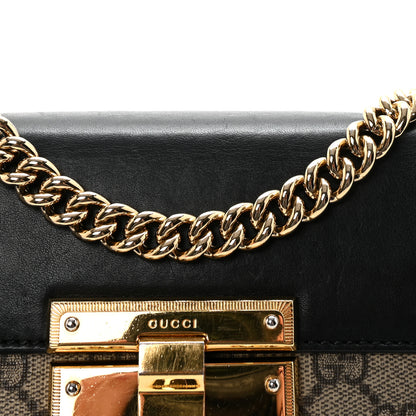 Gucci GG Supreme Monogram Calfskin Small Padlock Shoulder Bag Beige Black Cuir 8 of 10