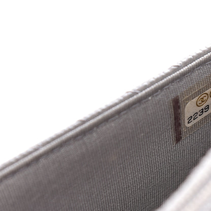 Chanel Metallic Caviar Chevron Quilted Boy Wallet On Chain WOC Silver 7 of 10