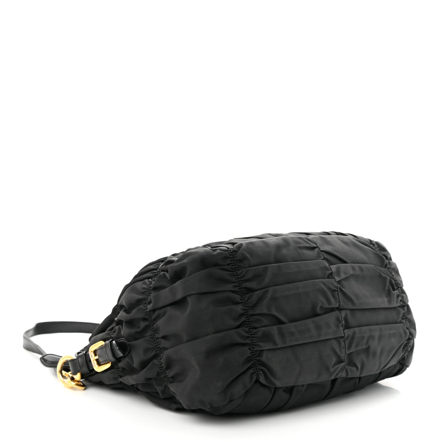 Tessuto Nylon Nappa Braided Gaufre Shopping Satchel Black