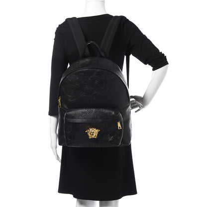 Versace Calfskin Embossed Palazzo Medusa Backpack Black 2 of 9