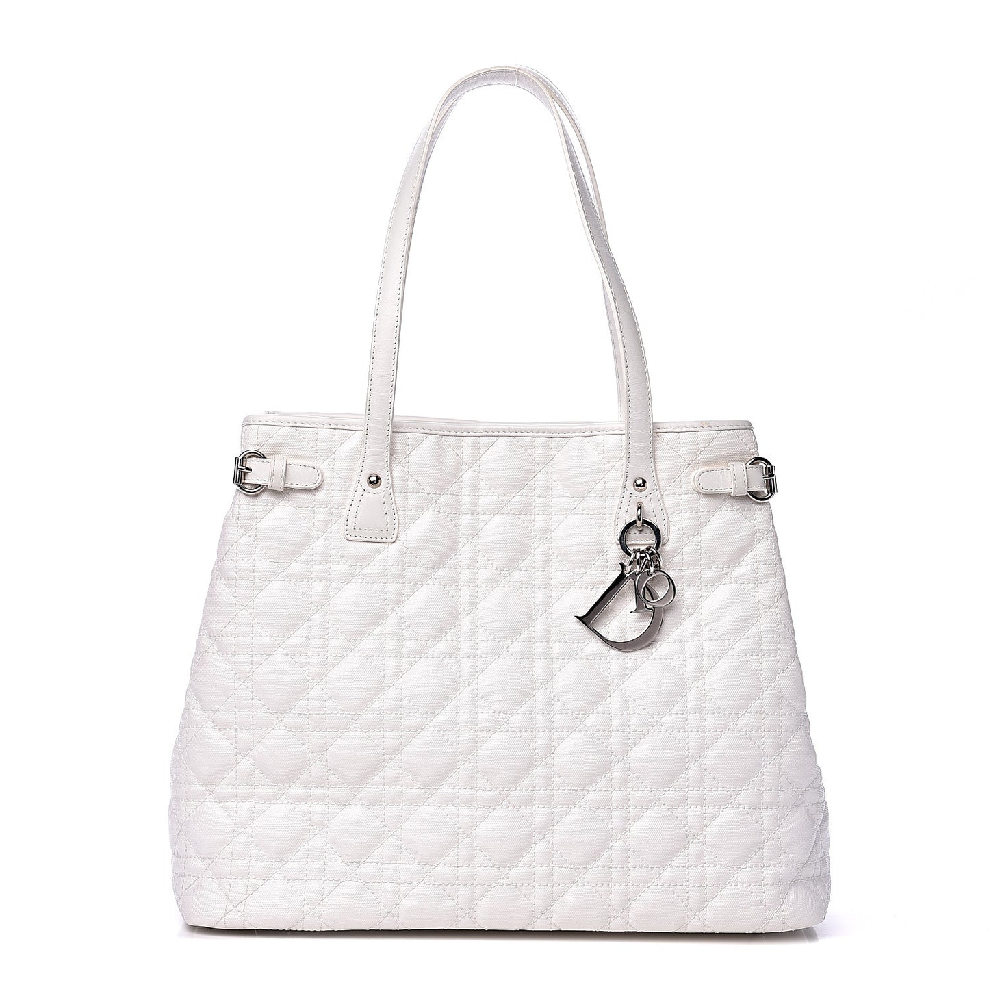 Coated Canvas Cannage Medium Panarea Tote White