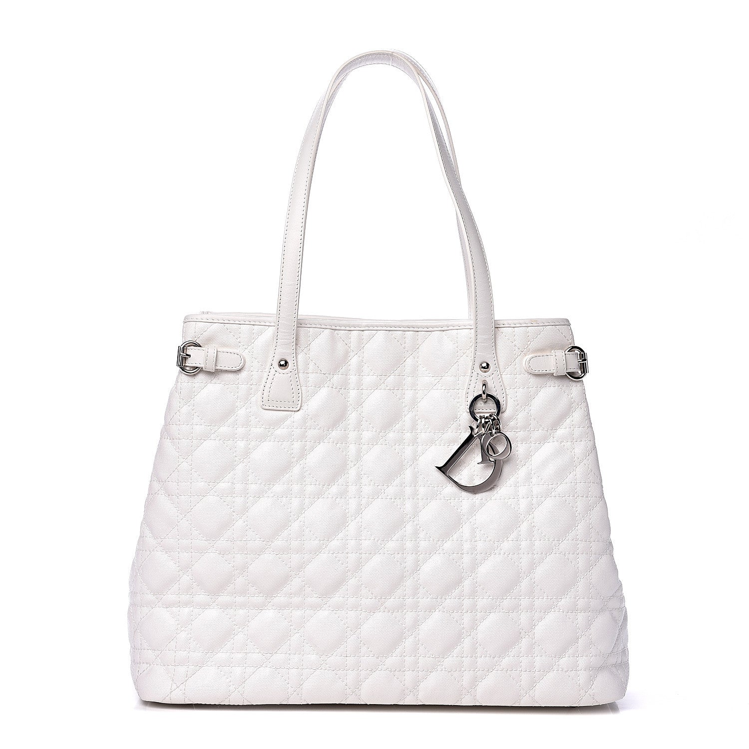 Christian Dior Coated Canvas Cannage Medium Panarea Tote White 1 of 11