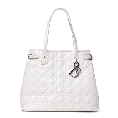 Christian Dior Coated Canvas Cannage Medium Panarea Tote White 1 of 11