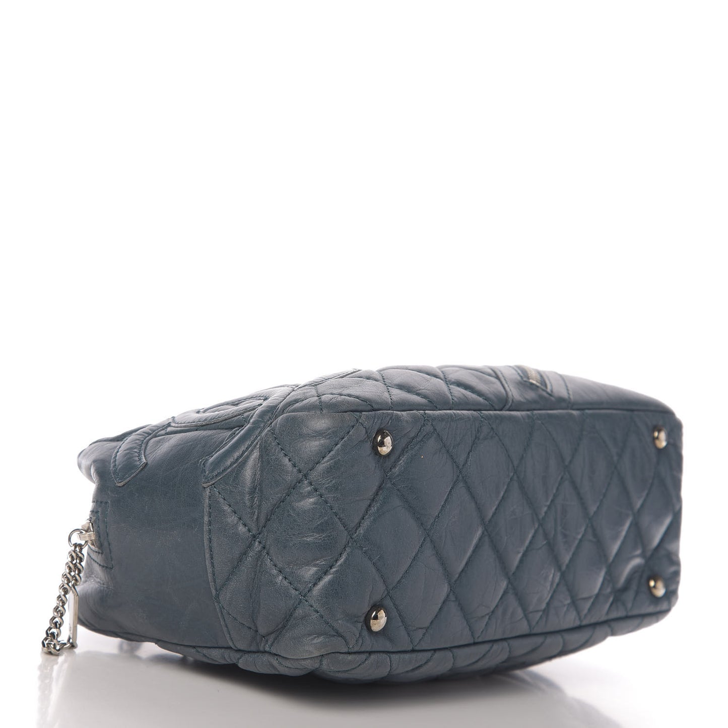 Aged Calfskin Quilted Cotton Club Bowler Blue