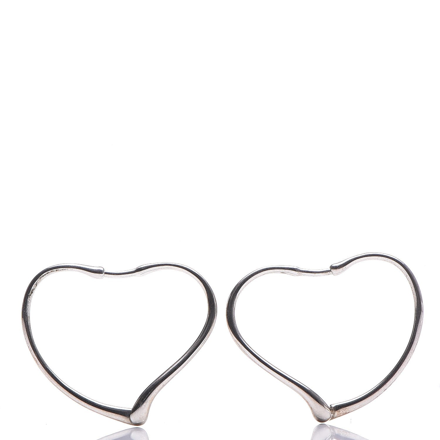 Tiffany Sterling Silver Small Elsa Peretti Open Heart Hoop Earrings 1 of 5