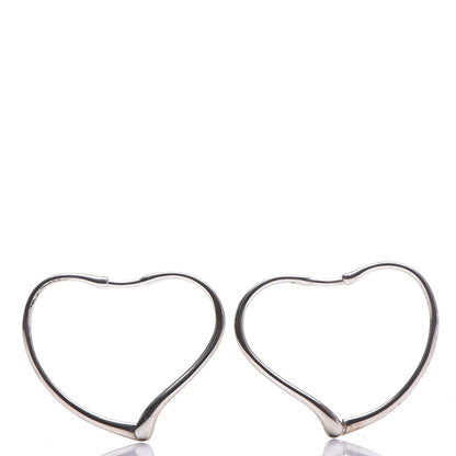 Tiffany Sterling Silver Small Elsa Peretti Open Heart Hoop Earrings 1 of 5