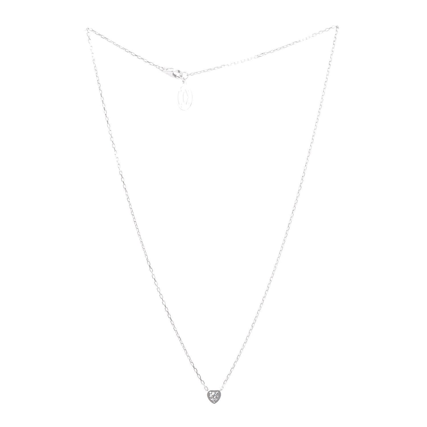 18K White Gold Diamond D'Amour Heart Pendant Necklace