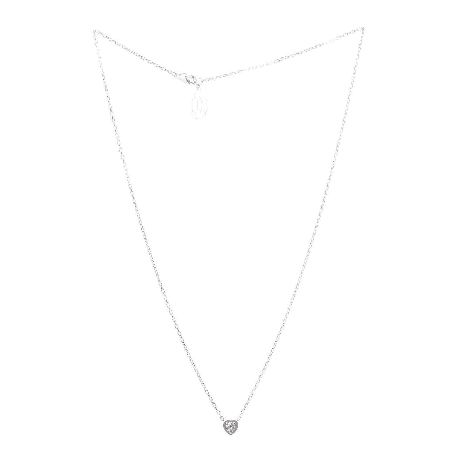 Cartier 18K White Gold Diamond D'Amour Heart Pendant Necklace 3 of 6