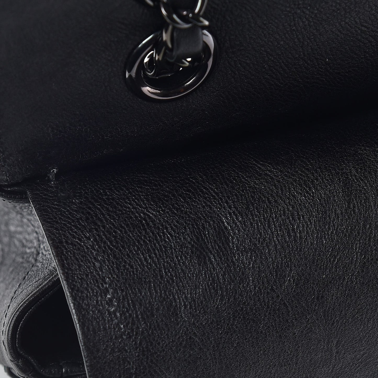 Crumpled Calfskin Quilted Medium Double Flap So Black