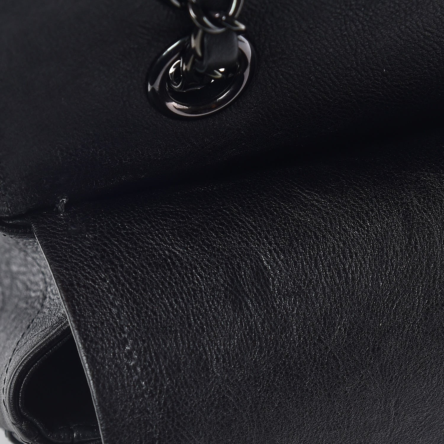 Chanel Crumpled Calfskin Quilted Medium Double Flap So Black 10 of 12