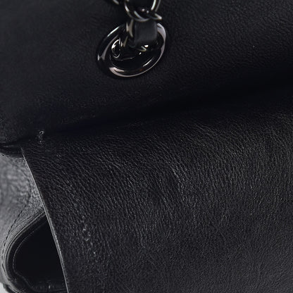 Chanel Crumpled Calfskin Quilted Medium Double Flap So Black 10 of 12