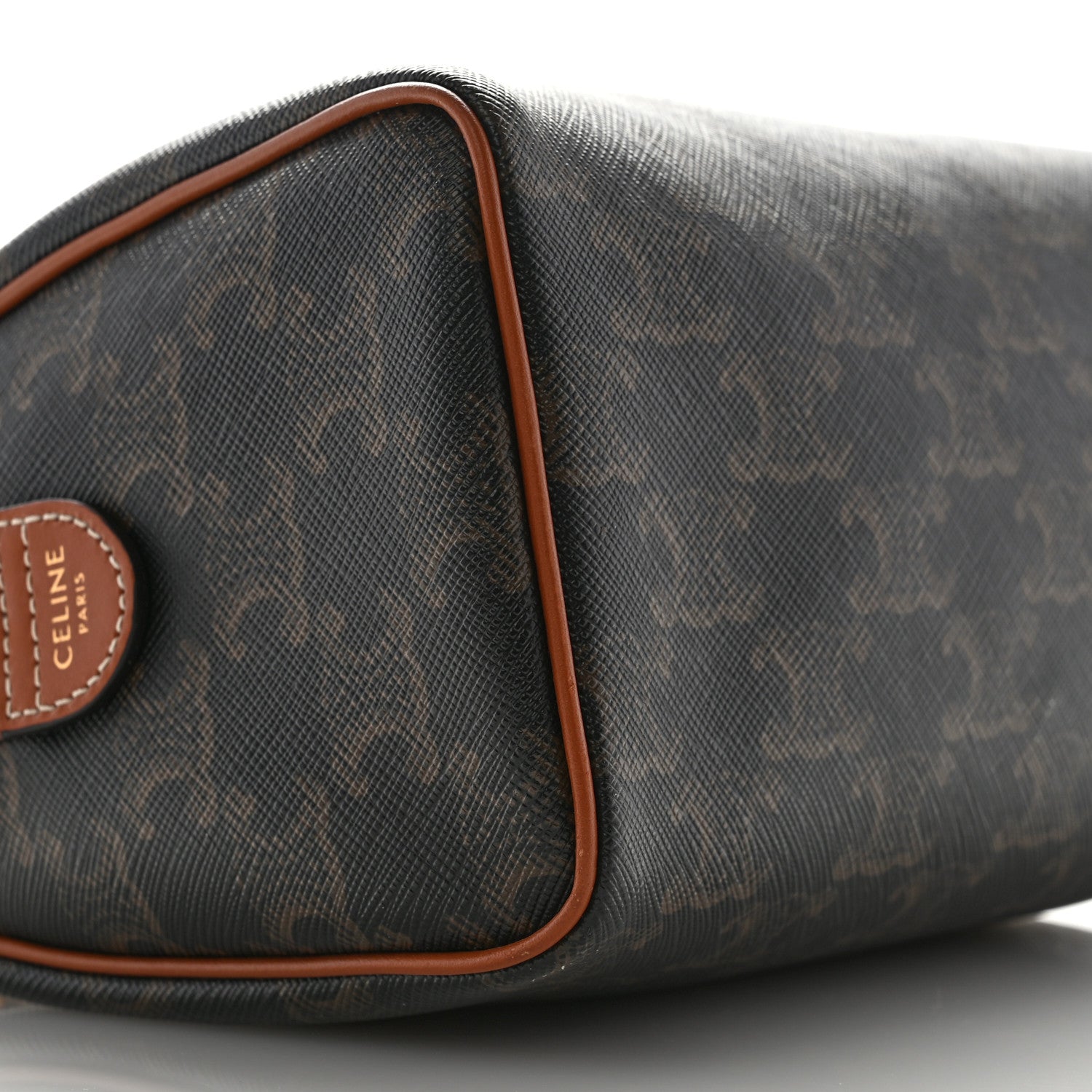 Celine Triomphe Canvas Calfskin Small Boston Bag Tan 9 of 12