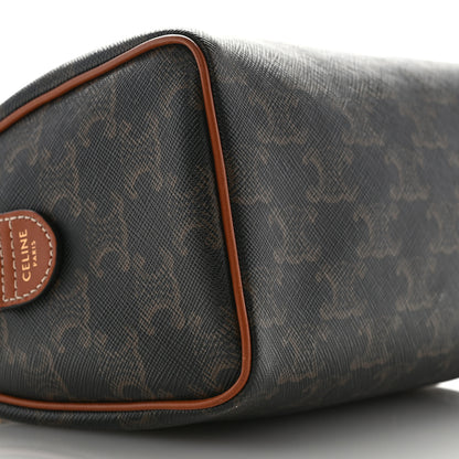 Celine Triomphe Canvas Calfskin Small Boston Bag Tan 9 of 12