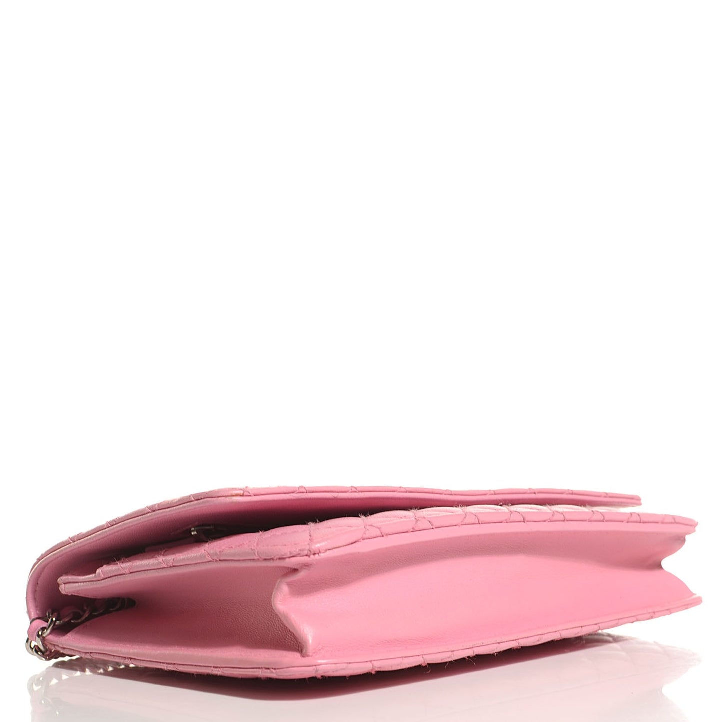 Lambskin Micro Quilted Wallet On Chain WOC Pink