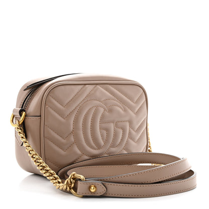 Gucci Calfskin Matelasse Mini GG Marmont Chain Shoulder Bag Porcelain Rose 3 of 11